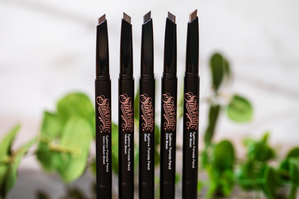 Eyebrow pomade pencils lined up