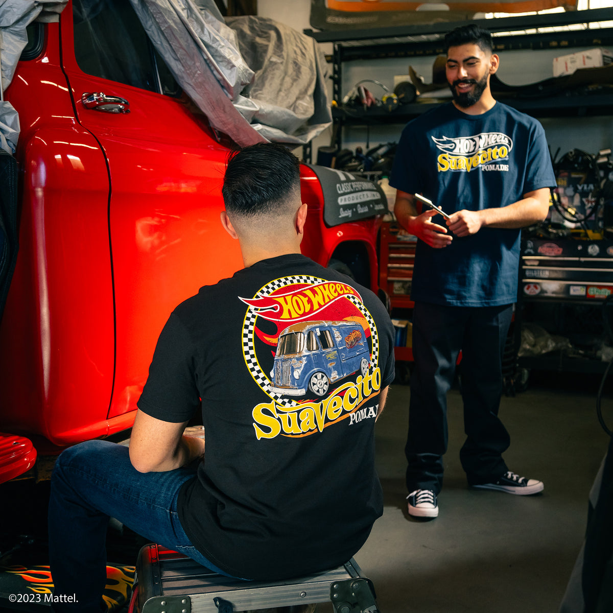 hot wheels X suavecito delivery van tee and firme car tee