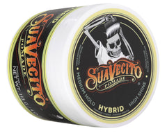 Suavecito pomade jar with skull design on a white background