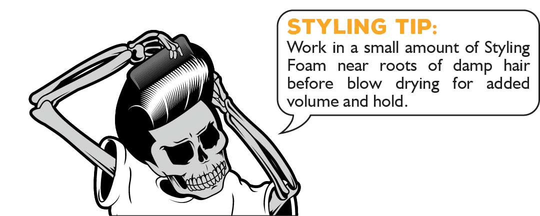 Styling Tip: Work in a small amount of Styling Foam near roots of damp hair before blow drying for added volume and hold.