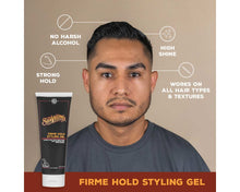 Firme Hold Styling Gel: Strong hold, no harsh alcohol, high shine, works on all hair types and textures.
