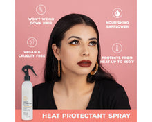 Heat Protectant Spray - won't weigh down hair, nourishing safflower, vegan and cruelty free, protects from heat up to 450