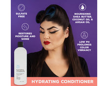 Hydrating Conditioner: sulfate free, nourishing shea butter coconut oil and argan oil, restores moisture and shine, low ph prolongs color vibrancy