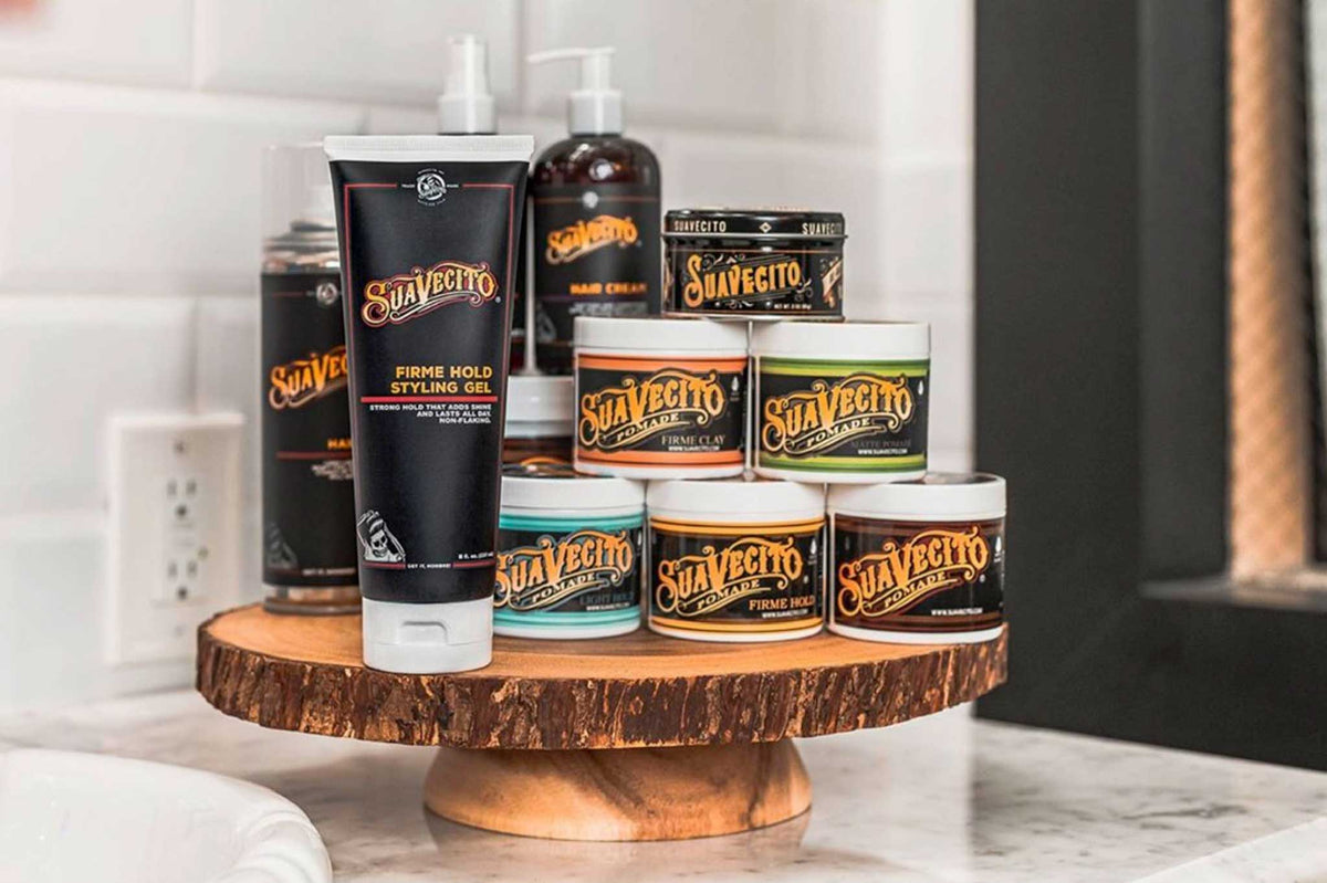 Suavecito hair products stacked up