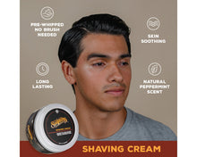 Shave Cream: pre-whipped no brush needed, skin soothing, long lasting, natural peppermint scent