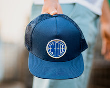 Load image into Gallery viewer, blue suavecito hat with white embroidered text and blue background &quot;cito&quot; in round shape
