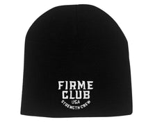 Load image into Gallery viewer, Black Beanie With Firme Club Strength Crew Logo On Front
