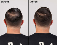 Load image into Gallery viewer, Side-by-side image: Ken’s hair pre- and post-styling using Suavecito Matte Hair Cream—fuller-looking style, easy restyle.