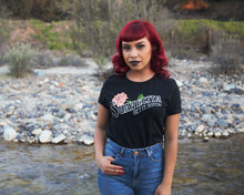 Load image into Gallery viewer, Pink Thorns Tee - Model is wearing a size small tee.