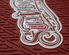 Load image into Gallery viewer, Red OG Script Barber Mat Closeup