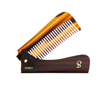 Load image into Gallery viewer, Deluxe Amber Folding Handle Comb - 6.5" - Folded