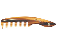 Load image into Gallery viewer, Deluxe Amber Handle Beard Comb S Logo Side
