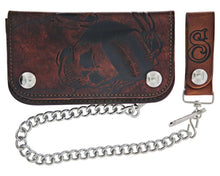 Load image into Gallery viewer, Antique Brown Skeleton Chained Biker Wallet
