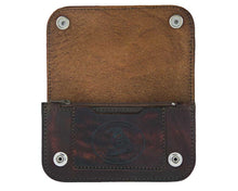 Load image into Gallery viewer, Antique Brown Skeleton Chained Biker Wallet - Open
