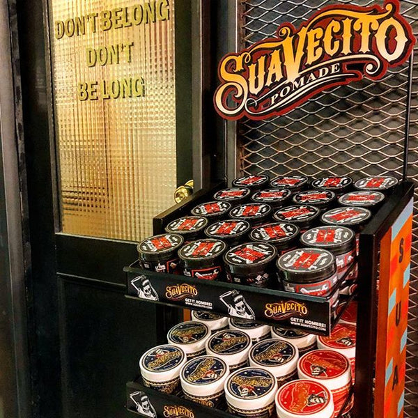 Suavecito Pomade Displays, Firme Tattoo