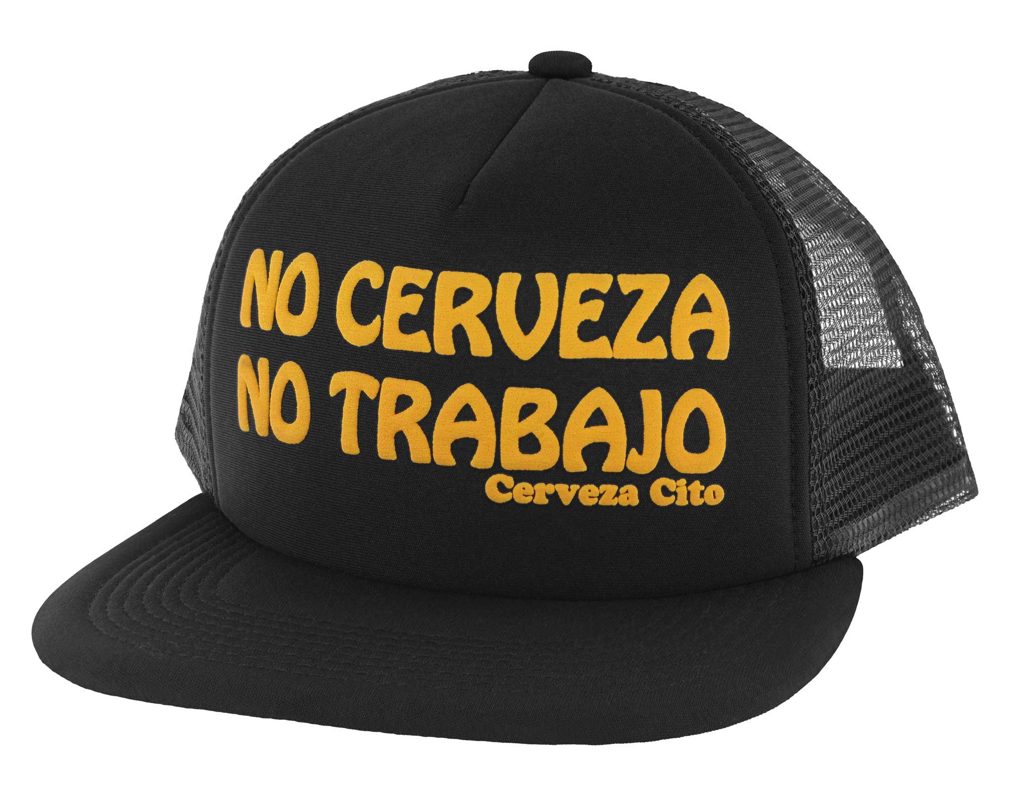 No Cerveza Puff Print Hat - Black