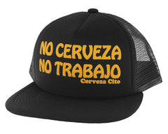 No Cerveza Puff Print Hat - Black