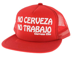 No Cerveza Puff Print Hat - Red