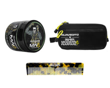 Load image into Gallery viewer, Matte Suavecito X Call of Duty Pomade, Dopp Bag, and Acetate comb on a white background
