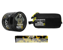 Load image into Gallery viewer, Suavecito X Call of Duty OG Hold Pomade, Dopp Bag, and Acetate comb on a white background
