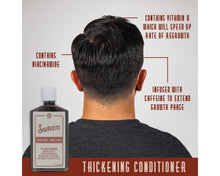 Thickening Conditioner: contains niacinamide, contains vitamin b which will speed up rate of regrowth, infused with caffeine to extend growth phase
