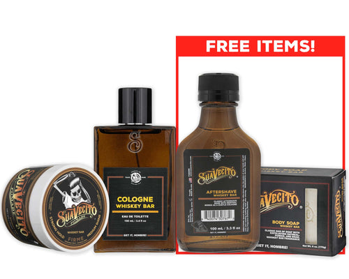 Whiskey Bar Firme (Strong) Hold Pomade & Cologne + Free Aftershave & Soap