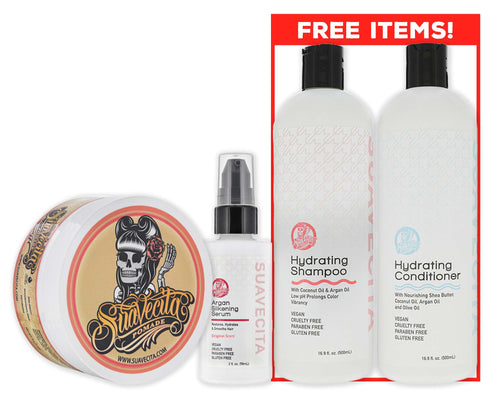 Suavecita Pomade & Argan Silkening Serum + Free Hydrating Shampoo & Conditioner