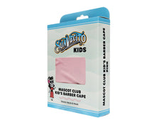 Load image into Gallery viewer, Pink barber cape packaging with &#39;Suavecito Kids&#39; branding on a white background
