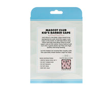 Load image into Gallery viewer, Package of Mascot Club Kid&#39;s Barber Cape with text and branding on a white background
