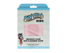 Load image into Gallery viewer, Package of Suavecito Kids&#39; barber cape with pink material on a white background

