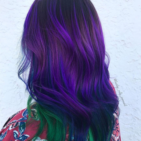 Nebula, Paradox & Woodland color melt by @hairby_milly_mermaid 