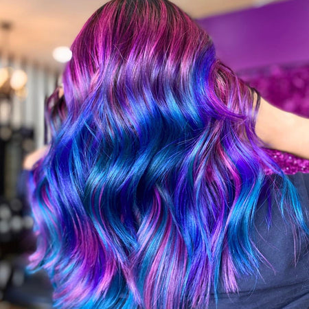 Nebula and Paradox hair color melt by @shelly.thehairwitch