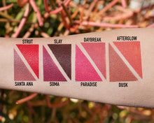 swatches of all the semi-matte lipsticks on an arm