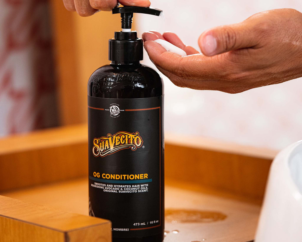 Suavecito OG Conditioner being pumped into hand