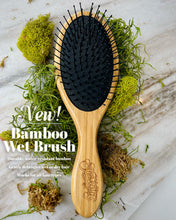 Load image into Gallery viewer, New Bamboo wet Brush. durable, water resistant bamboo. gently detangles wet or dry hair. made for all hair types
