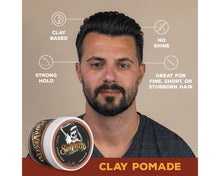 Clay pomade: strong hold, clay based, no shine, great for fine, short, or stubborn hair