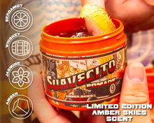 limited edition amber skies scent: bergamot, whiskey, jasmine, amber