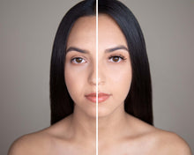 side by side comparison of face without and with Licorice Synthetic Silk Lashes