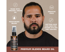 premium blends unscented beard oil. made with organic argan oil. moisturizes beard. smooths frizz. softens hair and skin for easier styling and control
