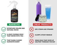 Suavecito Sea Salt Spray vs cheap products. Suavecito: effortless volume and natural waves, a light, flexible hold that moves with you, that clean, classic suavecito scent. Cheap products: dry, straw-like strands, clumpy, sticky residue, weak hold that gives up halfway through the day