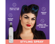 Styling Spray: helps styles last all day long, medium hold, medium shine, great for creating curls and waves