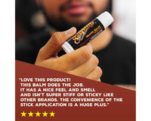 Testimonial: Love this product! This balm does the job. It has a nice feel and smell and isn't super stiff or sticky like other brands. The convenience of the stick application is a huge plus.