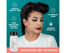 Volumizing Dry Shampoo: vegan and cruely free, eliminates odor, adds weightless volume and texture, absorbs excess oil