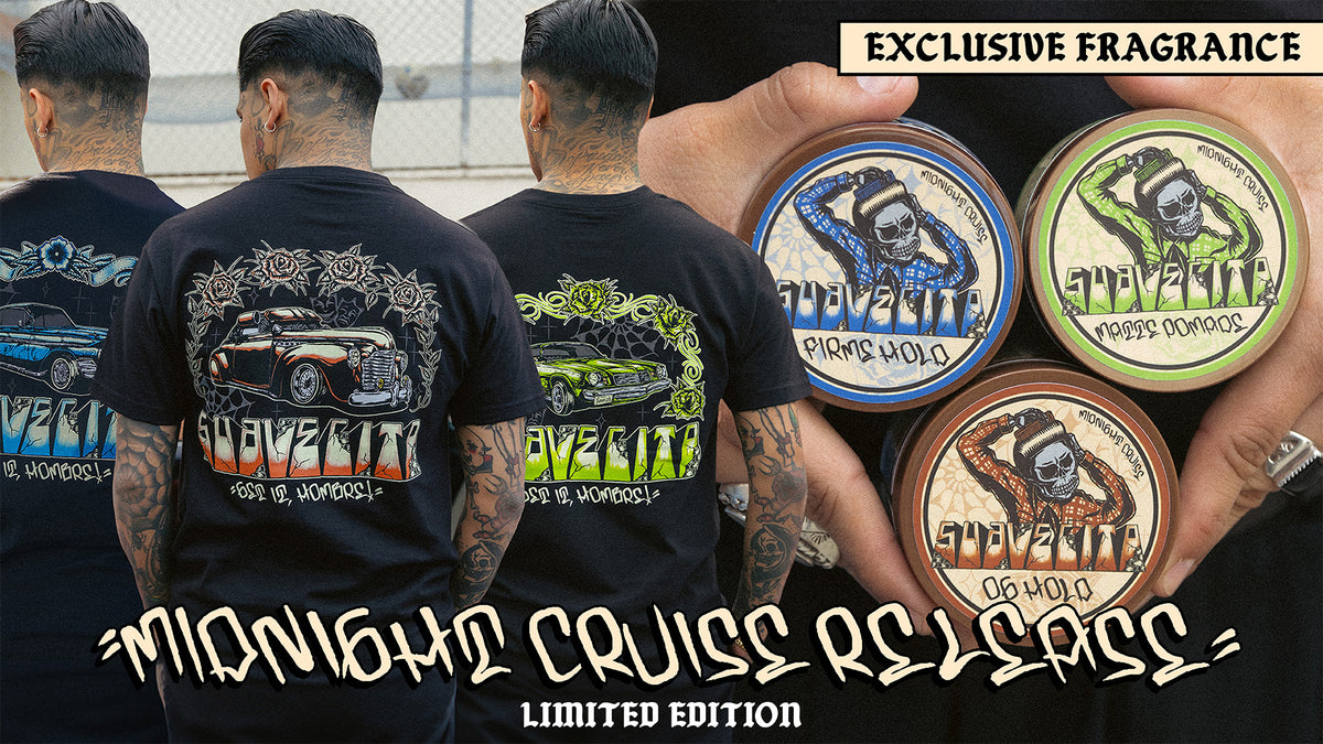 Midnight Cruise Release. Limited edition tees and pomade. Exclusive fragrance