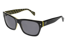Load image into Gallery viewer, The 45&#39;s - Mooneyes x Tres Noir - Black + Yellow - Polarized Smoke Lens Angle
