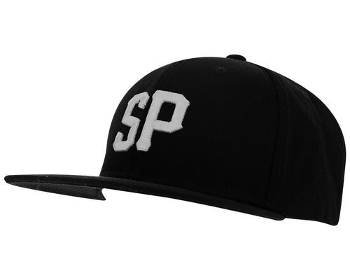 black suavecito hat with white embroidered text 