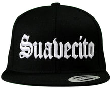 Load image into Gallery viewer, Black Snap-Back Hat With Suavecito Text On Front
