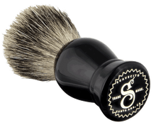 Load image into Gallery viewer, Black Resin Shave Brush - Angled View
