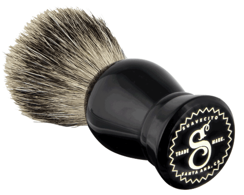 Black Resin Shave Brush - Angled View