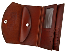 Load image into Gallery viewer, Antique Brown Women&#39;s Wallet - Open
